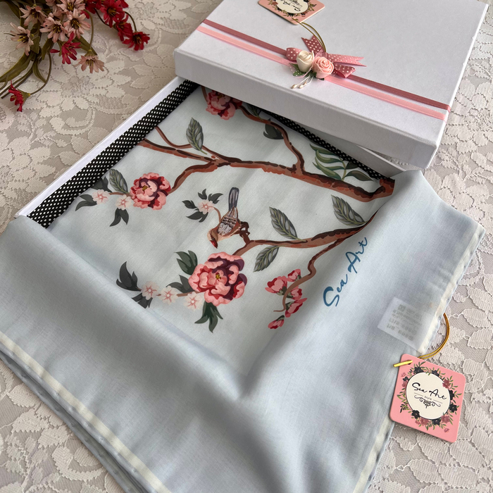 روسری آبی طرح بهشت - سوپر نخ