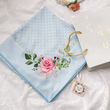 روسری آبی طرح نیکو - ابریشم توییل