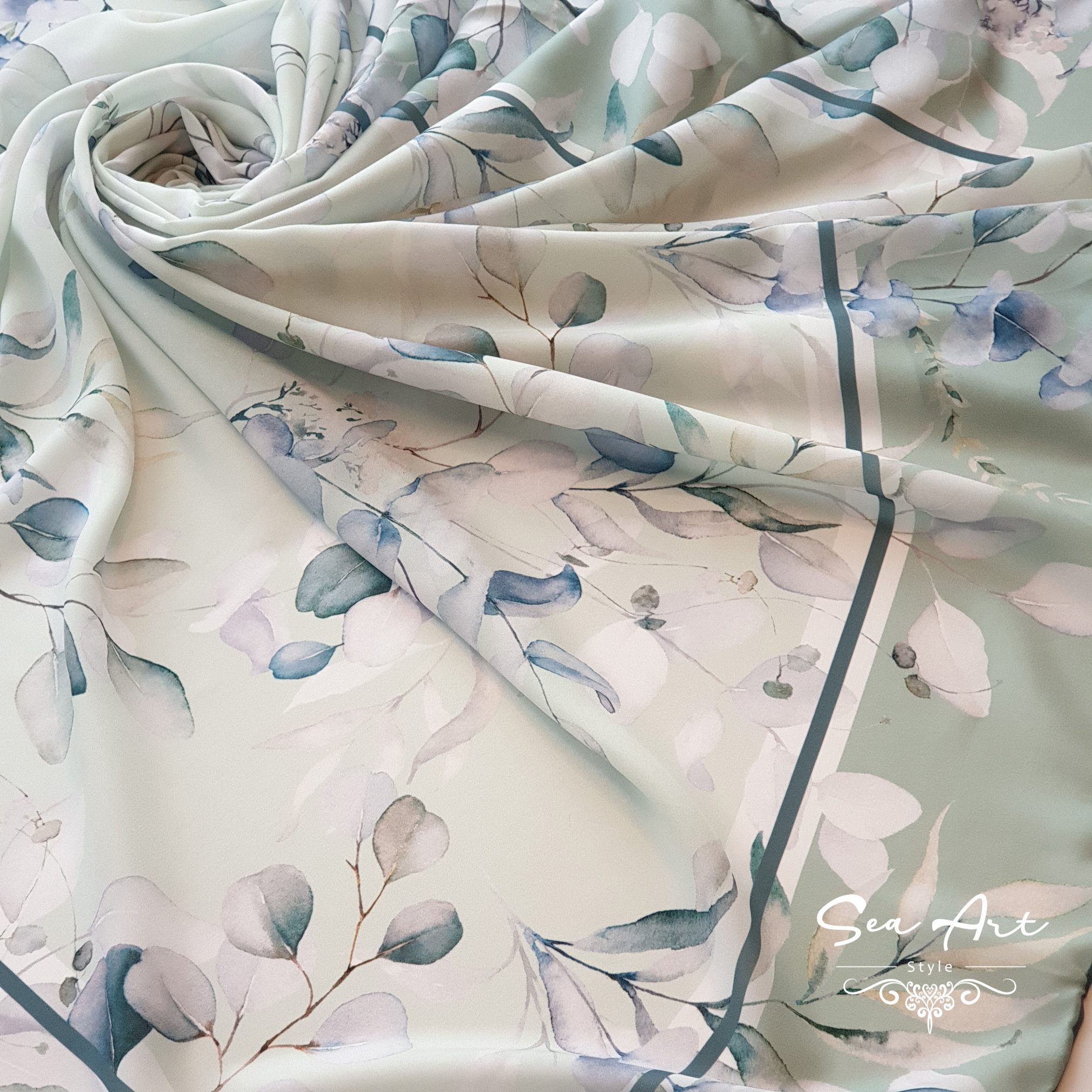 روسری طرح آوای برگ سبز - سوپر نخ