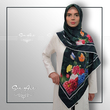 روسری سبز یشمی طرح میخک - ابریشم توییل